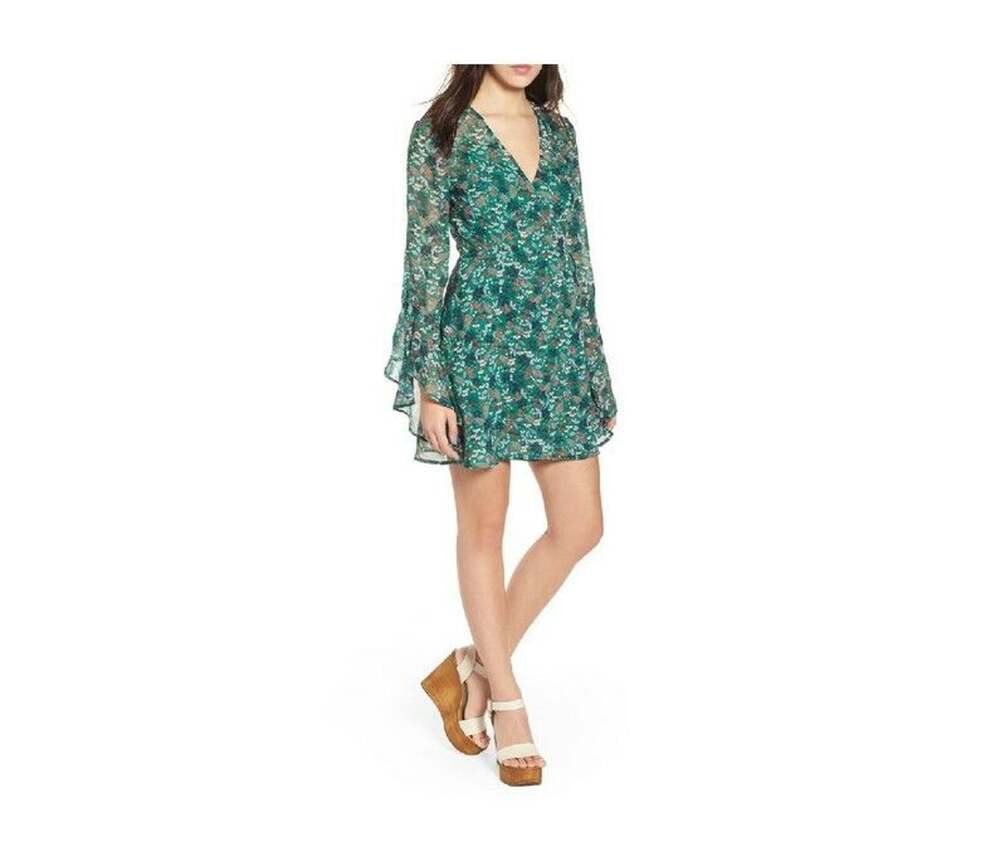 THE FIFTH LABEL Viridian Floral Wrap Dress Jade Size 2XS